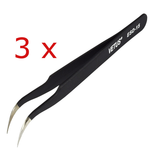 VETUS ESD-15 Tweezers  - Pack of 3